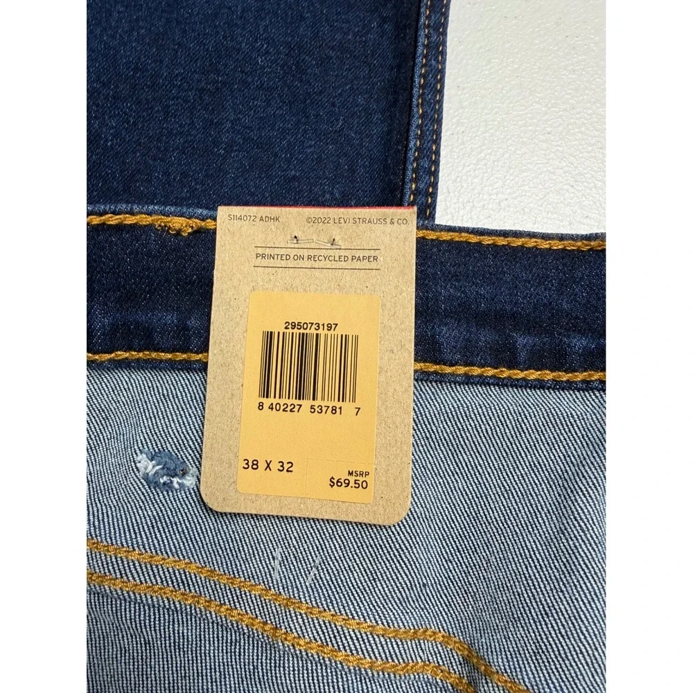NWT Levis 502 Taper Mens Dark Indigo Stretch Denim Jeans 38x32 NEW